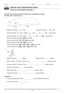 Lateral and Total Surface Area