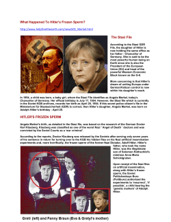 What Happened To Hitler`s Frozen Sperm? The Stasi File HITLER`S