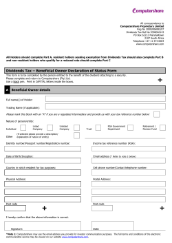 Dividends Tax &ndash; Beneficial Owner Declaration of Status
