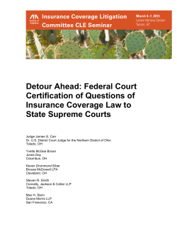 Detour Ahead: Federal Court Certification of Questions of Insurance