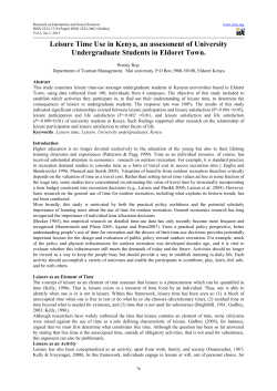 Leisure Time Use in Kenya, an assessment of University