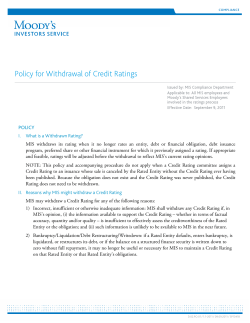 Policy for Withdrawal of Credit Ratings