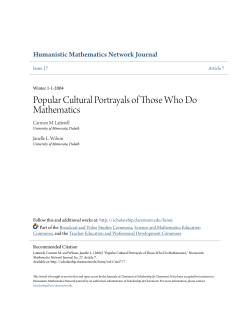 Popular Cultural Portrayals of Those Who Do Mathematics