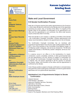 Senate Confirmation Process - Kansas Legislative Research