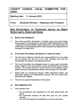 new department of transport advice on 20 mph speed limits, zones