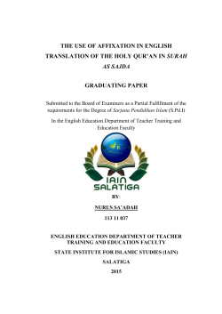 the use of affixation in english translation of the holy qur`an in surah