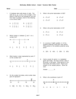 Grade 7 Summer Math Packet Name