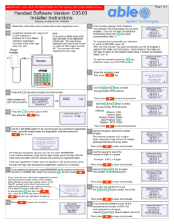 Handset Software Version: C03.03 Installer Instructions