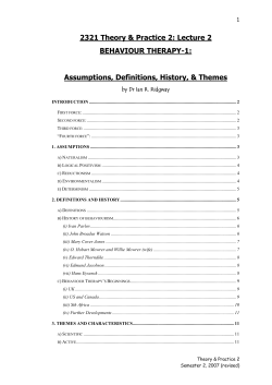 Behaviour Therapy 1.