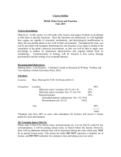 Course Outline BI368: Plant Form and Function Fall
