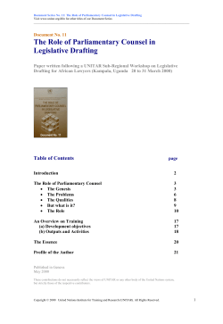 The Role of Parliamentary Counsel in Legislative Drafting