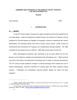 LIBRARIES AND COPYRIGHT: THE DAWN OF THE 20TH CENTURY: