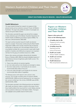 Great Southern Health Region, Health Behaviours