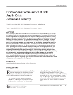 First Nations Communities at Risk And in Crisis