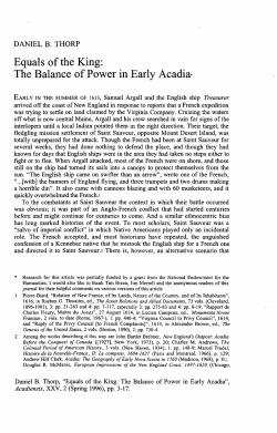 Equals of the King: The Balance of Power in Early Acadia*