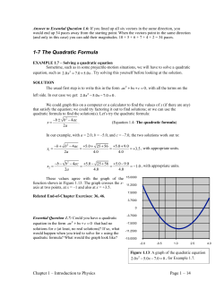1-7 The Quadratic Formula