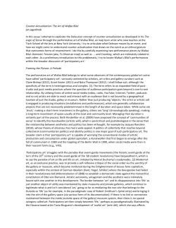 Counter-‐Actualization: The Art of Wafaa Bilal jan jagodinski In this