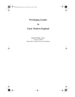 Privileging Gender in Early Modern England