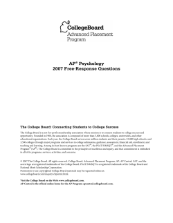 AP&reg; Psychology 2007 Free-Response Questions - AP Central
