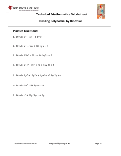Dividing Polynomial by Binomial