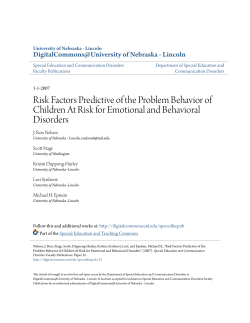 Risk Factors Predictive of the Problem Behavior of Children At Risk