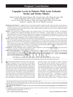 Copeptin Levels in Patients With Acute Ischemic Stroke and Stroke