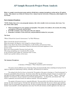 Poem Analysis Short Format