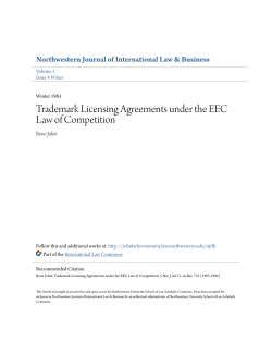 R. JOLIET, &ldquo;Trademark licensing agreements under the EEC law of