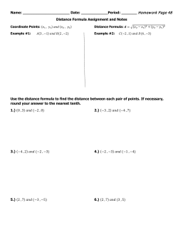 Homework Page 48 Distance Formula Assignment and Notes Use