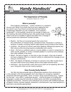 Handy Handouts&reg; The Importance of Prosody