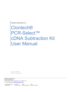 Clontech&reg; PCR-Select&trade; cDNA Subtraction Kit User Manual