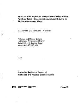Effect of prior exposure to hydrostatic pressure on rainbow trout