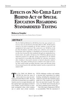 EFFECTS ON NO CHILD LEFT BEHIND ACT OF