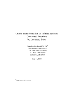 On the Transformation of Infinite Series to Continued Fractions by