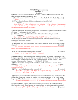 ASTR 2020 Space Astronomy Homework #2 Solutions 1] Orbits