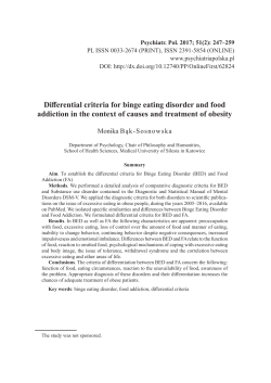 Differential criteria for binge eating disorder and food addiction in