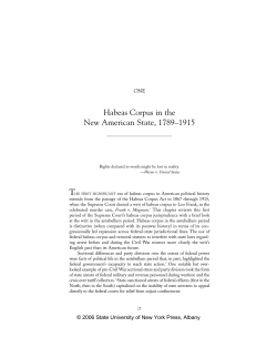 Habeas Corpus in the New American State, 1789&ndash;1915