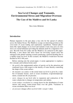Sea Level Changes and Tsunamis, Environmental Stress and