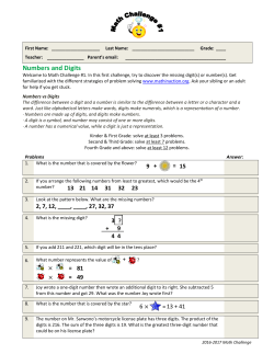Numbers and Digits