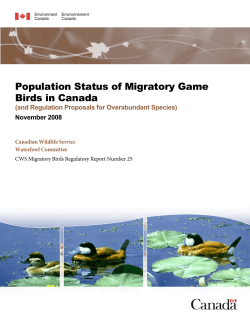 Population Status of Migratory Game Birds in Canada, November