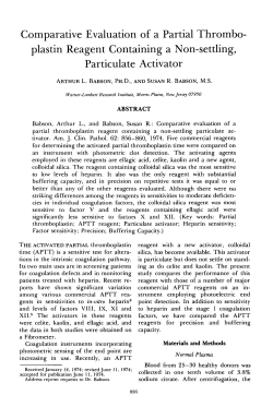 Comparative Evaluation of a Partial Thromboplastin Reagent
