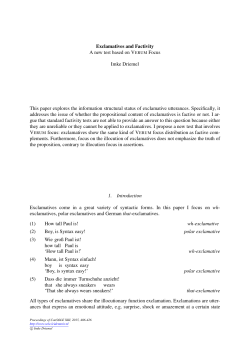 Exclamatives and Factivity A new test based on VERUM Focus Imke