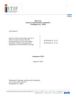 ITIF Files Comments Urging the FCC to Not Encourage Municipal