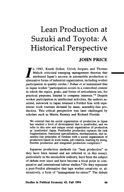 Lean Production at Suzuki and Toyota