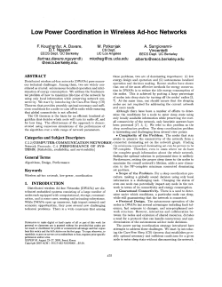 Low power coordination in wireless ad-hoc networks