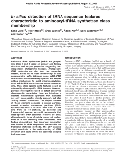 In silico detection of tRNA sequence features characteristic to
