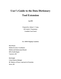 User`s Guide to the Data Dictionary Tool Extension
