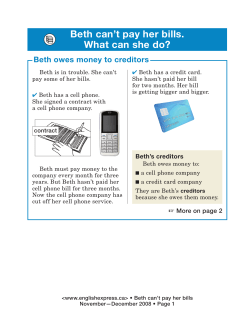 Beth can`t pay her bills. What can she do?