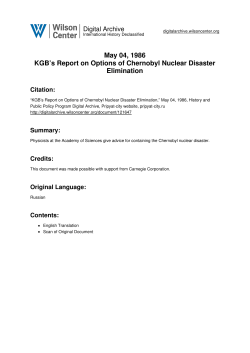 May 04, 1986 KGB`s Report on Options of Chernobyl Nuclear