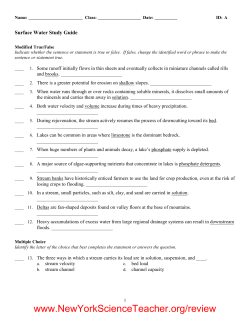 Surface Water Study Guide